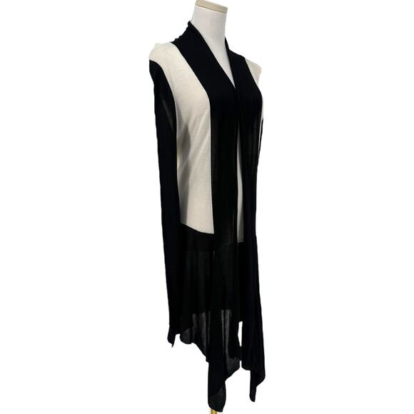 Y2K Cache Black White Colorblock Open Front Asymmetrical Cardigan Sweater M - Picture 2 of 6